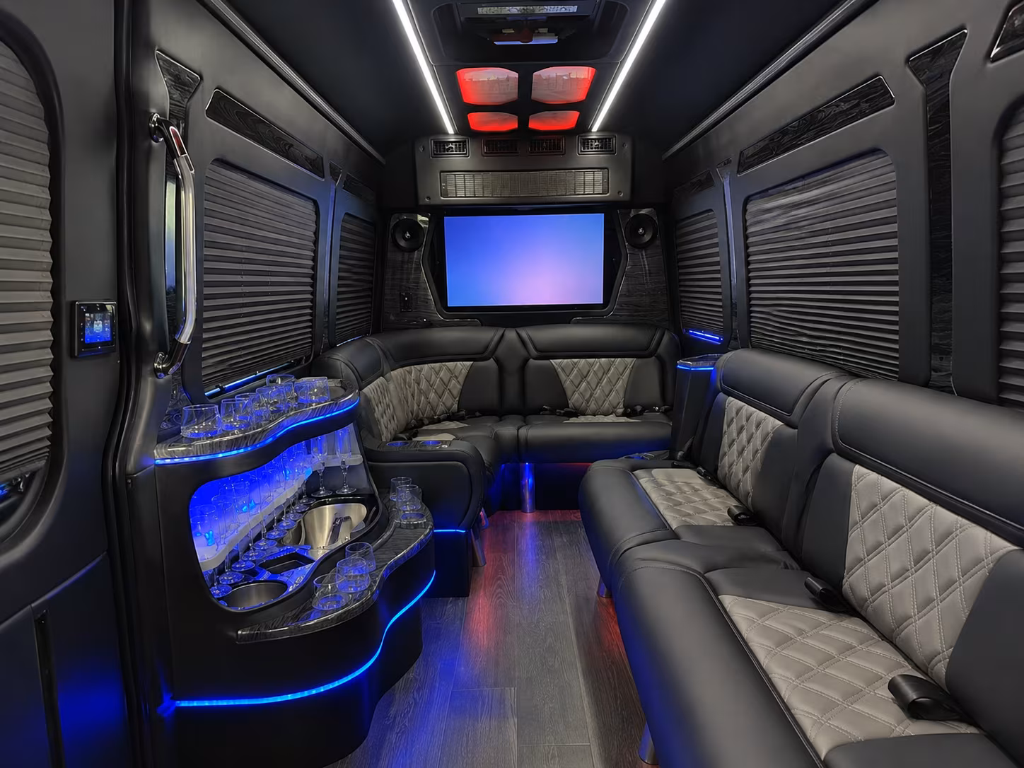 sterling heights 25 passenger party bus interior